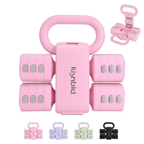 kisnbld Adjustable Dumbbell Set, 2-in-1 Dumbbells & Kettlebell,Hand Weights - color: Pink
