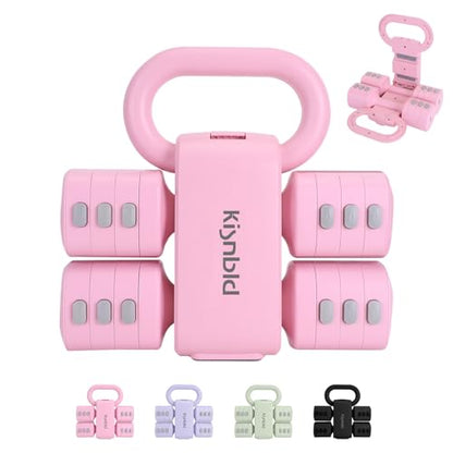 kisnbld Adjustable Dumbbell Set, 2-in-1 Dumbbells & Kettlebell,Hand Weights - color: Pink