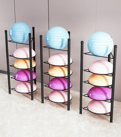 3/5/6/7 Tier Floor Stand Storage Organizer Exercise Half Balance Ball Storage Rack, Home Gym Workout Equipment for Bosu Slam Bowling Medicine Balls