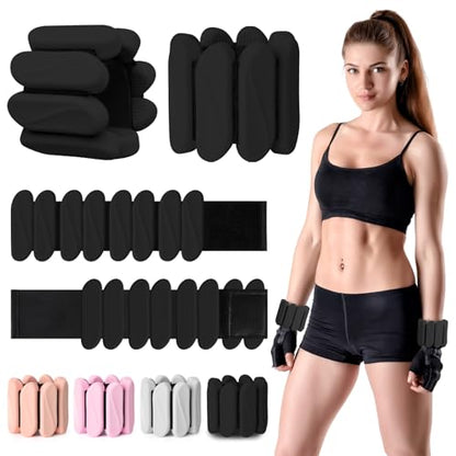 Wrist Weights, 2Pack Wearable Wrist Ankle Weights for Women & Men, Adjustable Arm and Leg Weights, Silicone Weighted Bangles for Walking Yoga Pilates Running Dance Gym 2lb - color: Black