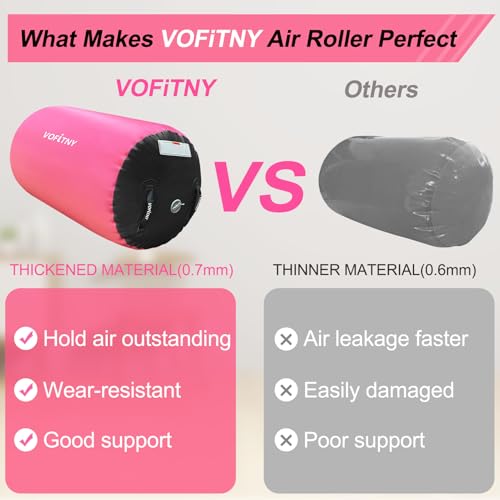 VOFiTNY Gymnastics Air Barrel Tumbling Equipment Back Handspring Trainer - color: Pink/Black No Pump, size: 3.3'L x 2'D