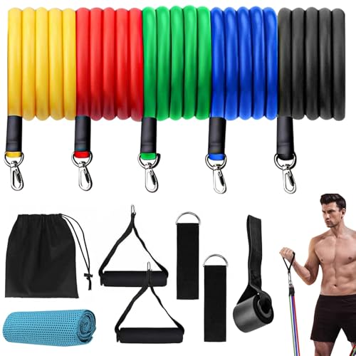 Resistance Bands, Resistance Band Set, Strength Training Fitness Bands, Exercise Bands for Men and Women, Resistance Bands with Handles, Door Anchor, for Shape Body and Home Workouts