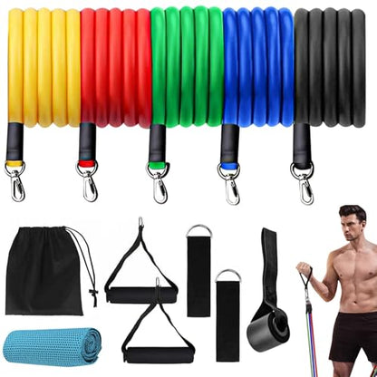 Resistance Bands, Resistance Band Set, Strength Training Fitness Bands, Exercise Bands for Men and Women, Resistance Bands with Handles, Door Anchor, for Shape Body and Home Workouts