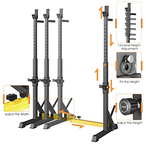 Arlopu Squat Rack Stand, Bench Press Rack, Barbell Rack, Adjustable Dumbbell Rack, Multi-Function Weight Lifting Home Gym, Fitness Exercise Equipment with Storages, Strength Training, for Beginners and Professional Use, 570lbs