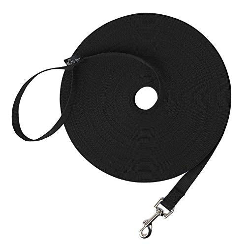 Hi Kiss Dog/Puppy Obedience Recall Training Agility Lead - 15ft 20ft 30ft 50ft 100ft Training Leash - Great for Play, Camping, or Backyard - Black 20ft - color: Black, size: 20 Feet