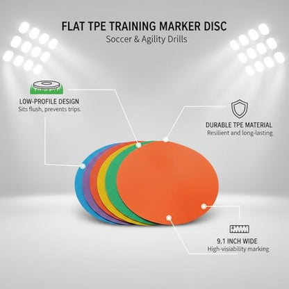 Flat TPE Training Marker Disc for Soccer and Agility Drills, 9.1 Inch (1 PC)