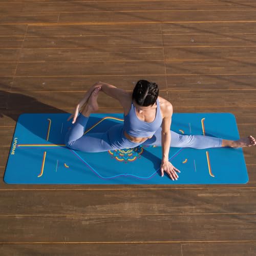 Liforme Travel Yoga mat – Patented Alignment System, Warrior-Like Grip, Non-Slip, Eco-Friendly, Ultra-Lightweight and Sweat Resistant, Made with Natural Rubber - color: Blue Sky