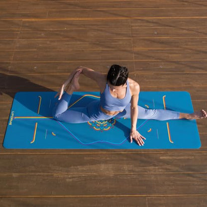 Liforme Travel Yoga mat – Patented Alignment System, Warrior-Like Grip, Non-Slip, Eco-Friendly, Ultra-Lightweight and Sweat Resistant, Made with Natural Rubber - color: Blue Sky