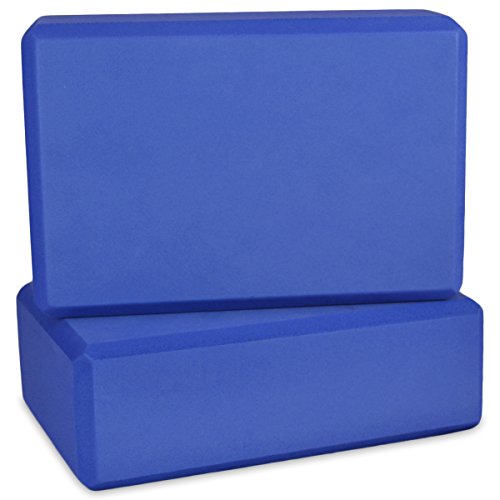 YogaAccessories High Density and Lightweight Foam Yoga Blocks - Strength and Flexibility Aid (Set of 2) - color: Blue, size: 9"x6"x3" (Set of 2)