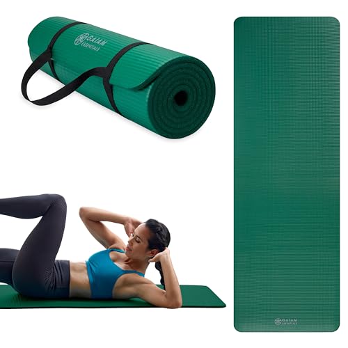 Gaiam Yoga Mat, Pilates & Exercise Mat, Thick Mat 2/5" (10mm) Workout Mat with Easy-Cinch Carrying Strap for Home & Gym Workouts - color: Green