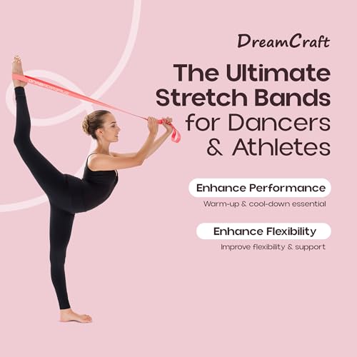 Ballet Stretch Bands for Exercise - Dancer Stretching Bands & Gymnastics Stretch Bands, Ballet Bands for Stretching & Long Resistance Bands, Foot Stretcher Ballet and Exercise Bands for Women - Pink