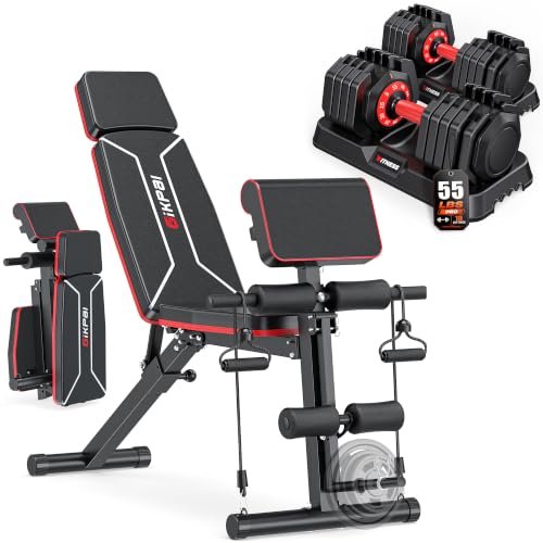 GIKPAL Adjustable Weight Bench - Workout Bench Press for Home Gym - color: Plus 10-Gear 55LB Pair