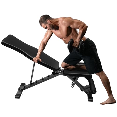 Weight Bench Press, Adjustable Workout Benches for Dumbbell Exercise, 600LBS Foldable Strength Training Benches for Full Body Workout, Multi-Purpose Incline Decline Workout Bench for Home Gym