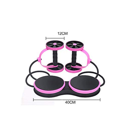 Abdominal Multifunctional Exercise Equipment Ab Wheel Roller with Resistance Bands Knee Mat Waist Slimming Trainer at Home Gym - color: Blue
