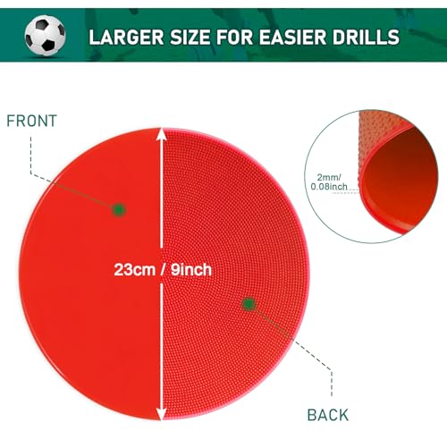 Poly Spots Spot Markers for Gym Floor 4.72inch 6inch 9inch 24/36 Pcs Non-Slip Rubber Floor Dots Round Agility Markers Flat Cones for Sports Soccer Basketball PE Training, Dance, Classroom - style: 24Pcs 9 inch