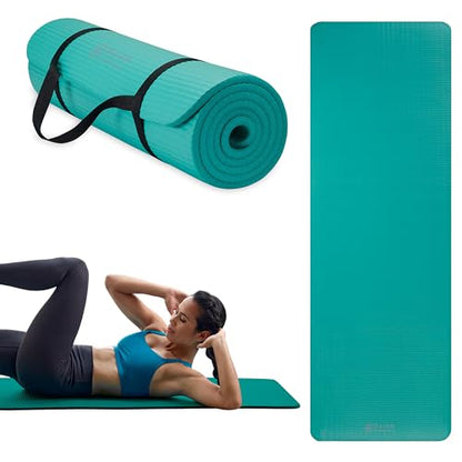 Gaiam Yoga Mat, Pilates & Exercise Mat, Thick Mat 2/5" (10mm) Workout Mat with Easy-Cinch Carrying Strap for Home & Gym Workouts