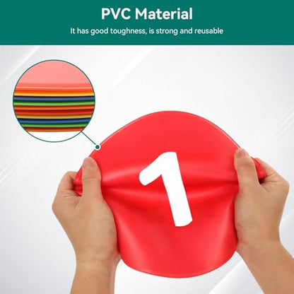 10PCS 9in Poly Spots for Gym Floor, Cake Walk Game Floor Markers Flat Soccer Cones Floor Dots Speed and Agility Training Equipment for Soccer Basketball Sports