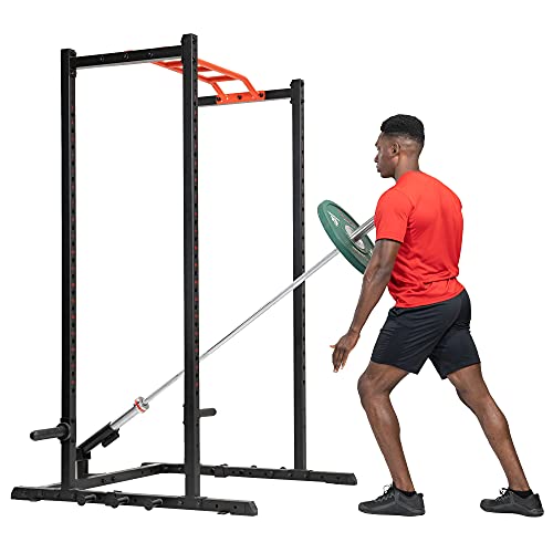 Sunny Health & Fitness Power Cage Squat Rack Upgrade Attachments, Dip Bar, Plate Bar Holder, Belt Squat, J Hook, Lat, Adapter, U Ring, Pull Up Bar, Landmine, Captain's Chair, Tricep Rope For Home Gym - style: Landmine