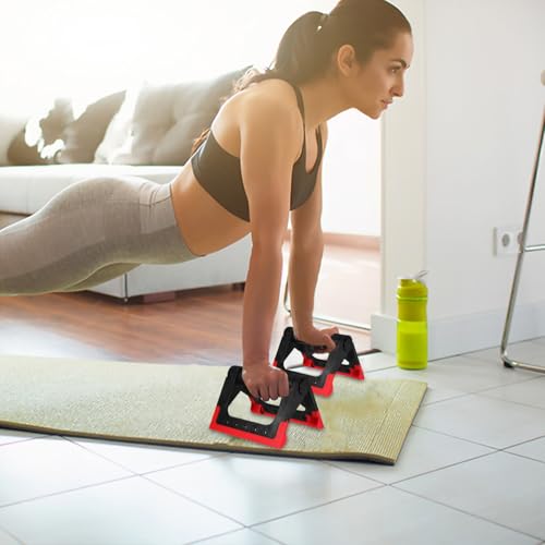Toddmomy Foldable Crimson Push-up Stand and Bars for Men and Women, Portable Fitness Equipment for Home Strength Training and Upper Body Workout