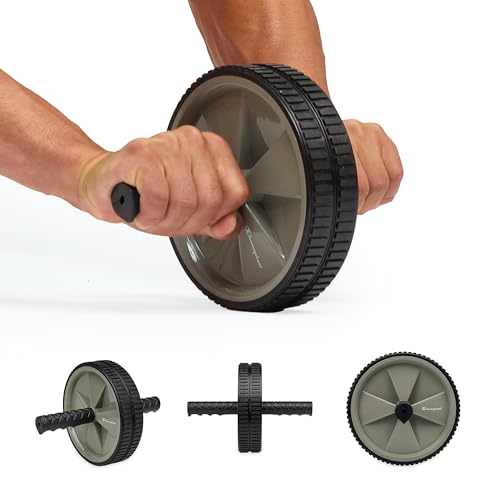 Champion Ab Roller Wheel (Grey/Black), Ab Wheel with Dual Non-Skid Wheels, Exercise Roller for Core Workout, Abs Workout Equipment for Home Gym Strength Training and Core Stability