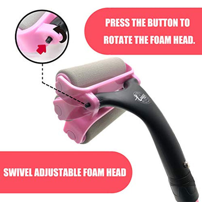 EASACE Lotion Applicator for Back & Body, Long Handle 21.5inch Adjustable Lotion Roller with 2 Replacement Roller for Back self(Pink) - color: Pink