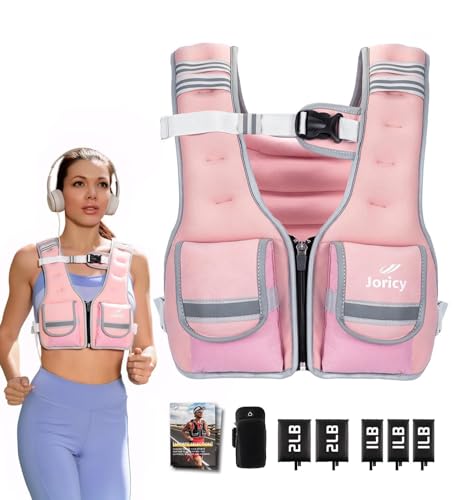Adjustable Weighted Vest Woman 5-12lb/9-16lb Weight Vest with Reflective Stripe, Zipper Rucking Running Vests for Women Men Workout Walking Strength Training Weight Loss Fitness Weightlifting - color: Pink, size: 9-16 lbs