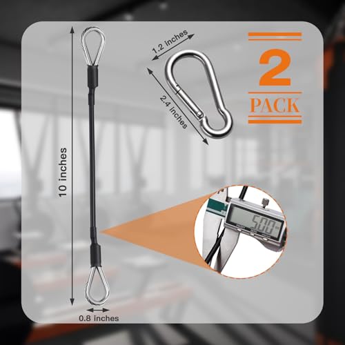 2PCS Gym Cable Extension,Replacement Cable Machine Accessories,Cable Pulley Attachments for Gym -Thick 5mm(0.2inch) Heavy Duty Steel Wire Rope for Home Gym Cable, Leg Extensions Machine