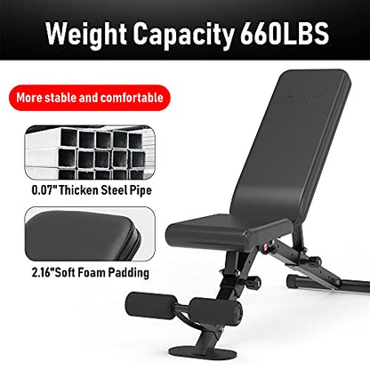 leikefitness Adjustable Weight Bench Foldable Workout Exercise Bench with Automatic Lock for Upright Incline Decline and Flat Full Body Exercise - color: GM58101(BLACK)