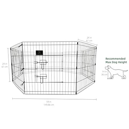 PJYuCien Puppy Playpen with Top Cover & Bottom Pad, 8 Panels 24" H, Black - color: Black, size: X-Small Pen: 24-Inch High