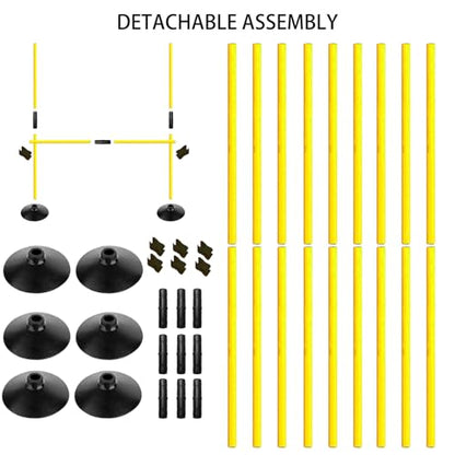 Adjustable Height Agility Hurdle Set Multi-Function Soccer Trainning Pole Set Coaching Sticks with Rubber Base - color: 4.9 FT, style: Pack of 3
