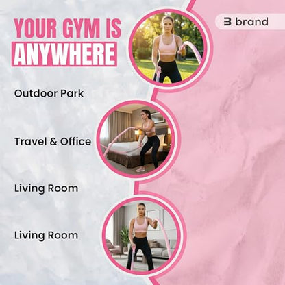 Portable Cordless Training Rope - Full-Body Workout Equipment for Home Gym, HIIT, and Travel-Pink