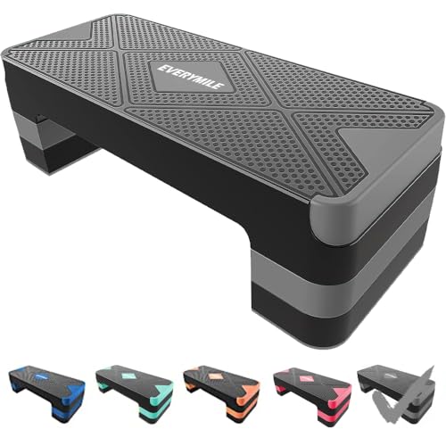 Aerobic Exercise Step, Adjustable Aerobic Stepper for Exercise, Workout Step Platform, Step Up Box, 26.5" Step Deck with 4” 6” 8” Adjustable Height Risers, Women Home Gym Fitness