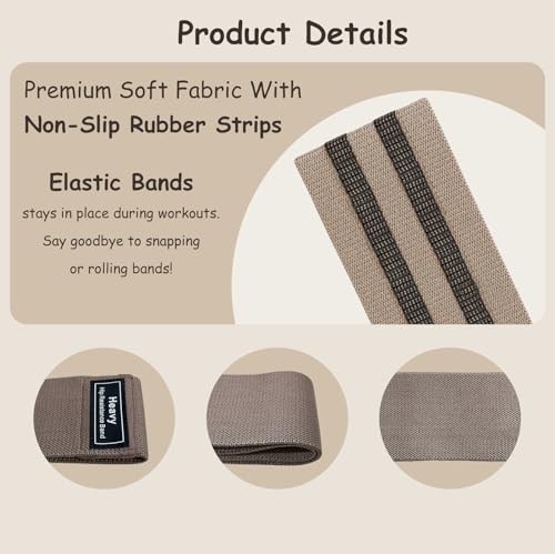 Fabric Resistance Band Set of 3 Level Booty Bands, Elastic-Bands for Working Out, Women & Men, Legs, Glutes, Butt, Hip, Physical Therapy, Strength Training, Pilates, Gym