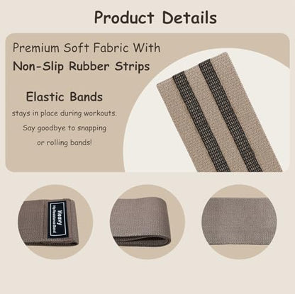 Fabric Resistance Band Set of 3 Level Booty Bands, Elastic-Bands for Working Out, Women & Men, Legs, Glutes, Butt, Hip, Physical Therapy, Strength Training, Pilates, Gym