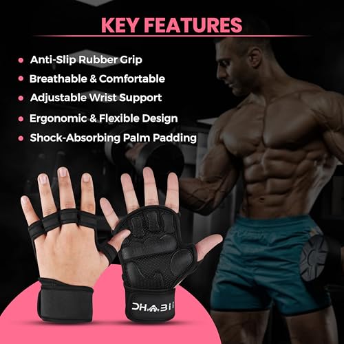 Workout Gloves for Men & Women, Smartwatch Compatible Ventilated Gym Gloves with Wrist Wrap Support, Breathable Weight Lifting Gloves for Fitness, Training & Cycling with Excellent Grip
