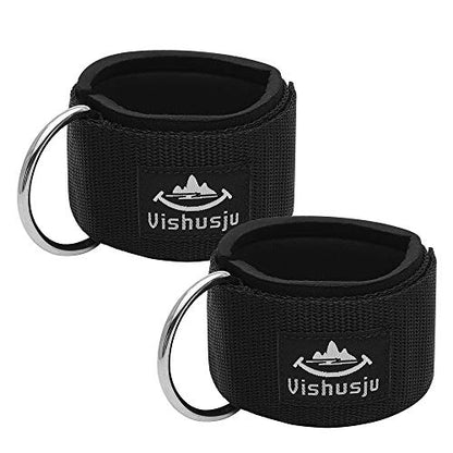Ankle Straps Wrist Cuffs 5.5mm Neoprene Padded Large D-Ring for Cable Machines Fitness Legs Exercise Attachment Adjustable - color: Black