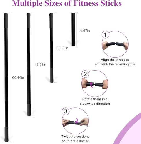 5ft Yoga Stick - Sturdy Steel Adjustable Stretching Stick for Mobility,Flexibility & Balance | Non-Slip Ends & Foam Handles | Exercise Pole for Fitness,Physical Therapy,Posture Correction