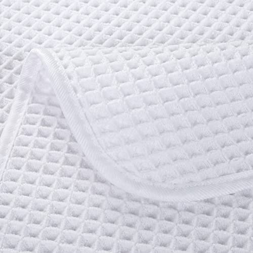 POLYTE 430 GSM Poly Blend Microfiber Quick Dry Waffle Hand Towel, 16x30 in - color: White