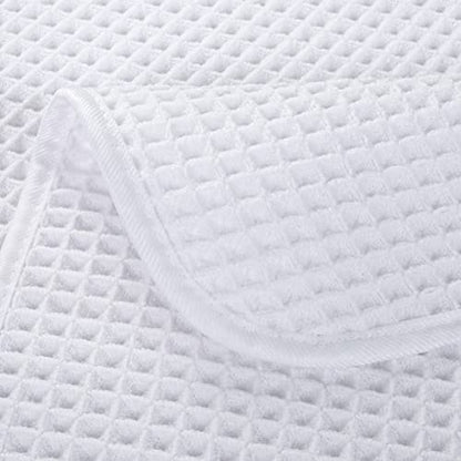 POLYTE 430 GSM Poly Blend Microfiber Quick Dry Waffle Hand Towel, 16x30 in - color: White