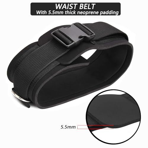 Adjustable Waist Belt Soft Neoprene Padded Belt with 2 Movable Rings for Cable Machines Fitness Exercise Speed Agility Resistance Training