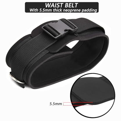 Adjustable Waist Belt Soft Neoprene Padded Belt with 2 Movable Rings for Cable Machines Fitness Exercise Speed Agility Resistance Training