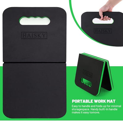 Foldable Kneeling Pad for Gardening & Mechanic Work, Waterproof Extra Thick High Density EVA Foam Knee Mat for Bathing Baby, Exercise,Portable Cushion with Handle, 20.4" x 11.8" (Green & Black)