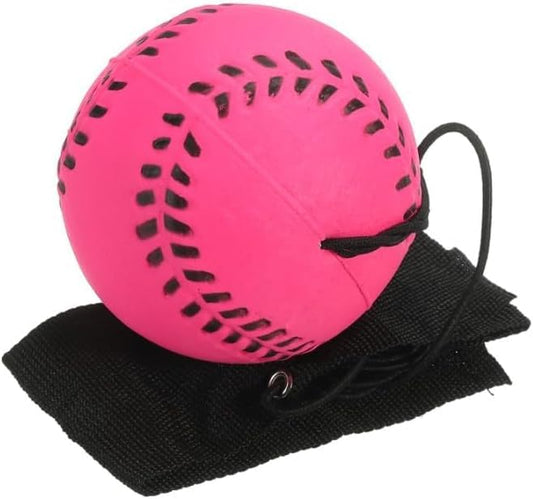Rose Red Baseball Wrist Ball Wristband Sports Balls on a String Toy Includes Basketball, Baseball and Football Return Rubber Rebound Ball for Boys Girls Party, Exercise or Sports (1.9 inches)