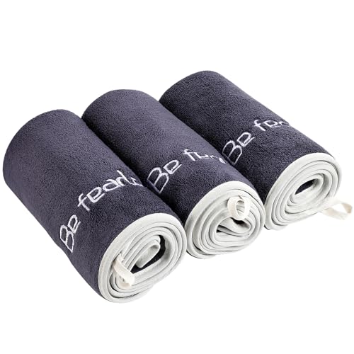 Microfiber Gym Towel Set for Men Women, Super Soft and Quick-Drying Towels for Fitness, Yoga, Cycling, Swimming (Grey, 3 Pack) - color: Grey
