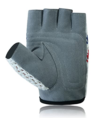 Men's Chauffeur Half Finger Padded Gloves - Driving, Motorbike, Cycling, Gym, Wheelchair, Crochet Back - color: Multi White/Grey, size: XX-Large