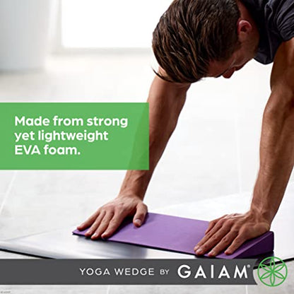 Gaiam Yoga Block Wedge - Lightweight EVA Foam - Yoga Wedge for Wrist and Lower Back Support - Slant Board for Comfortable Yoga Poses and Angles, (20" L x 6" W x 2" H), Deep Purple