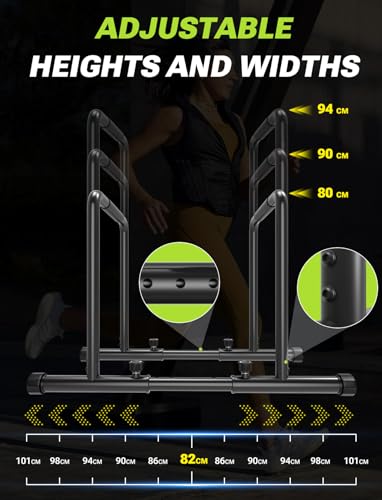 YOLEO Adjustable Dip Bar- 1100lbs Dip Station Portable Functional Fitness Bar with Safety Connector, Heavy Duty Dip Stand Body Press Bar Parallette Exercise Bar Workout Equalizer for Calisthenics