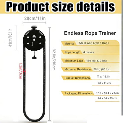 Endless Rope Trainer for Home Gym, Multifunction Tension Rope Suspension Trainer with 14 FT Closed-Loop Nylon Rope, Portable Gym Functional Trainer Cable Machine for Full Body Strength & Cardio HIIT