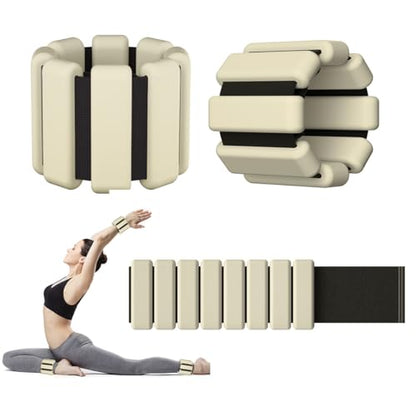 Ankle Weight Wrist Weight 2 Pack (1lb Each) Adjustable Arm and Leg Weight Suitable for Women and Men Pilates Gym Yoga Aerobic Strength Training - color: Beige