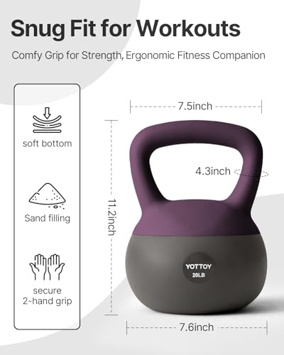 YOTTOY Soft Kettlebell, Set for Strength Training Kettlebells & Home Workouts, Soft-Sided Cushioned Base, Wide-Handle - Ideal for Men, Women, & Beginners - color: 10LB-Purple